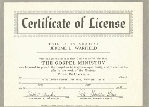 Free Printable Ordination Certificate New Minister License Within