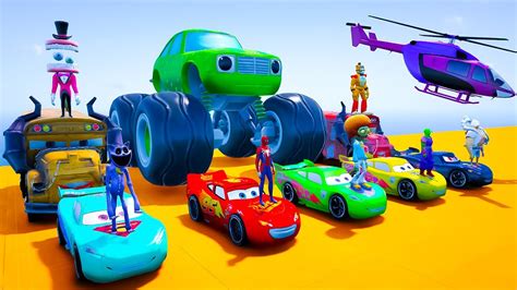 Big Small Monster Truck Lightning Mcqueen Vs Big Small Mcqueen With