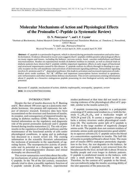 PDF Molecular Mechanisms Of Action And Physiological Effects Of The