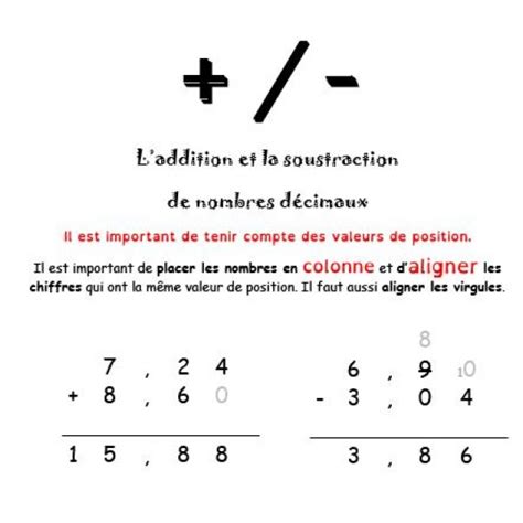 Nombres D Cimaux Addition Et Soustraction