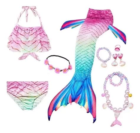 Cola Sirena Infantil Con Bikini Y Regalos Sin Aletas Moda Meses sin interés