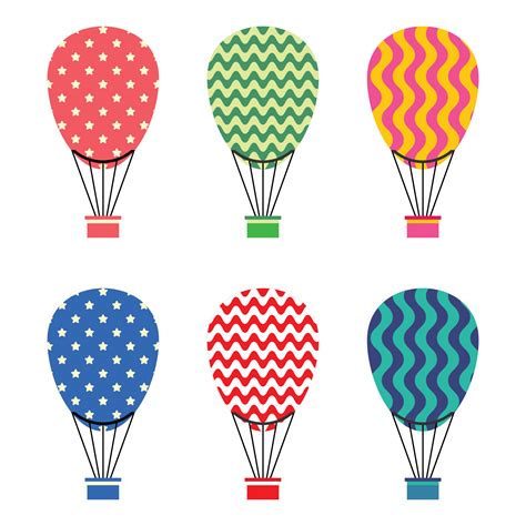 Hot Air Balloon Icon Set Colorful Flat Design Vector Illustration 22038222 Vector Art At Vecteezy