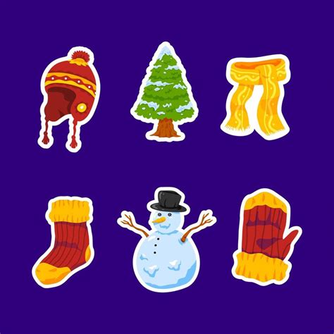 Winter Sticker Set 13623445 Vector Art At Vecteezy