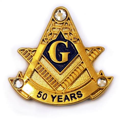 50 Years Square Compass With Rhinestone Masonic Lapel Pin Etsy