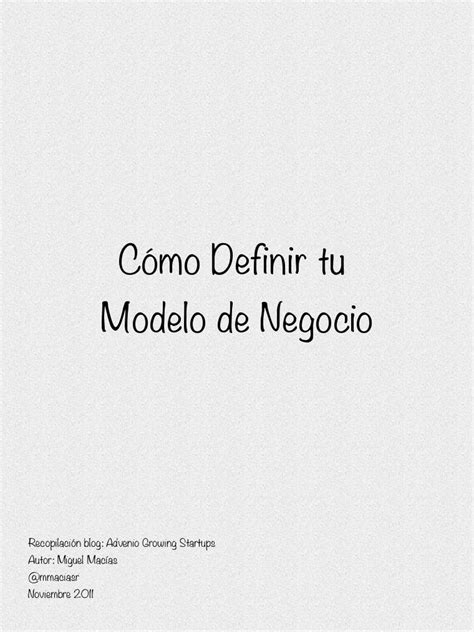 Como Definir Tu Modelo De Negocio Pdf