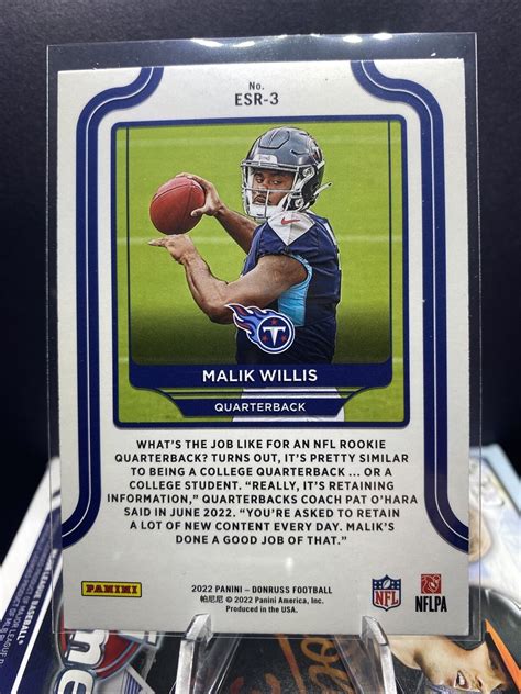 2022 Panini Donruss The Elite Series Rookies Esr 3 Malik Willis Rc