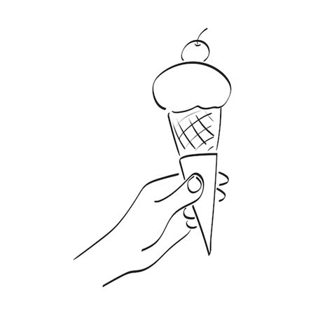 Premium Vector Line Art Closeup Hand Holding Cone Ice Cream