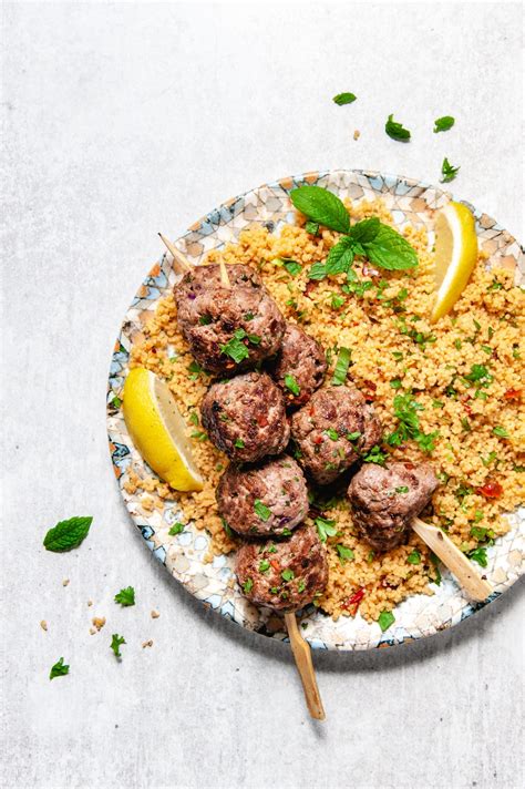 Kofta Meatball Skewers With Herby Lemon Couscous Ainsley Harriott