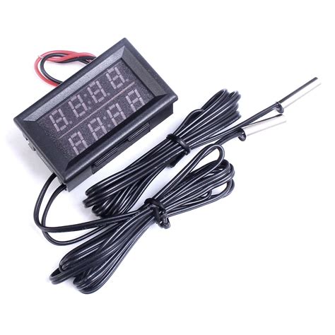 Dual Red Led Digital Display Thermometer Waterproof Temperature Sensor