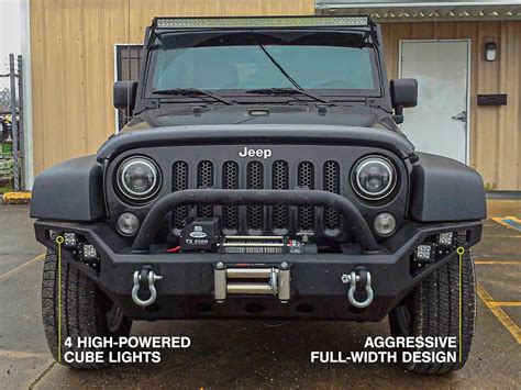 Barricade Trail Force Hd Full Width Front Bumper With Led Lights 07 18 Jeep Wrangler Jk