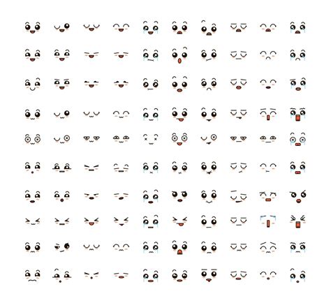 Set of Cute Emoticons 10560487 Vector Art at Vecteezy