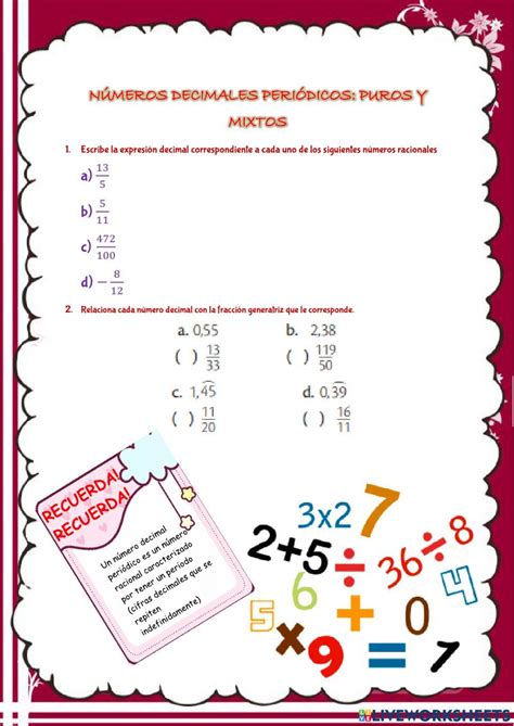 Números Decimales Online Exercise For Octavo Live Worksheets