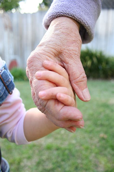 My Daughter And Great Grandma Holding Hands Grandmother