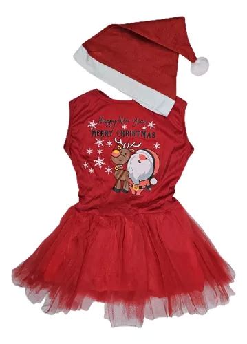 Vestido Disfraz Nena Tutu Navidad Manga Corta MercadoLibre