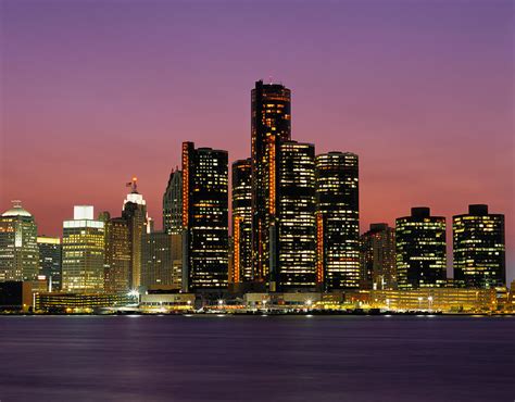 Detroit, Michigan Skyline At Night by Robert Glusic