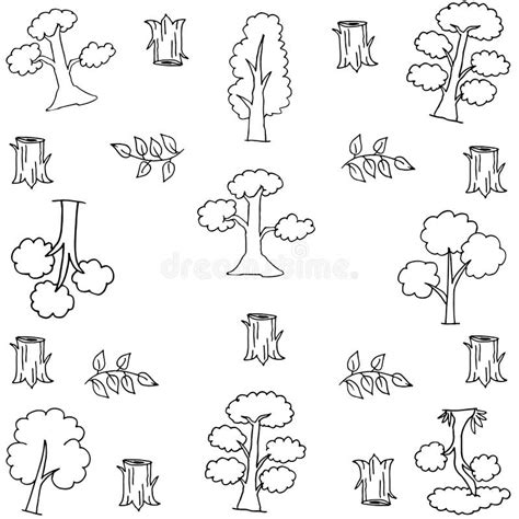 Doodle Of Tree And Leaf Hand Draw Stock Vector Illustration Of