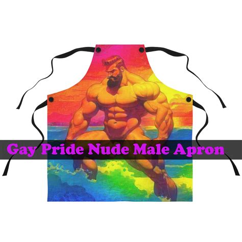 Rainbow Nude Beach Sunset Muscular Naked Man Apron Gay Pride Male Nudity Nudism Erotic