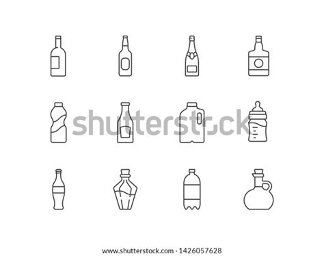 Type Bottles Line Icons Set Wine Vector De Stock Libre De Regalías 1426057628 Shutterstock