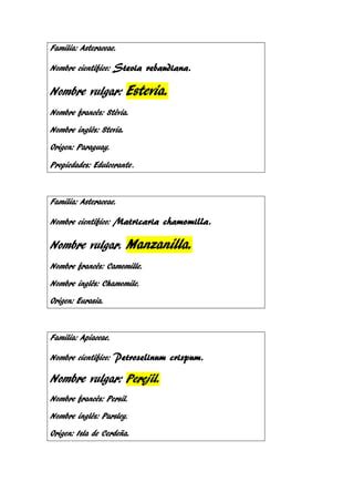 Fichas plantas medicinales | PDF