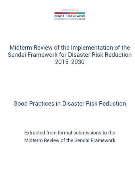 Good Practices In Disaster Risk Reduction Midterm Review Of The