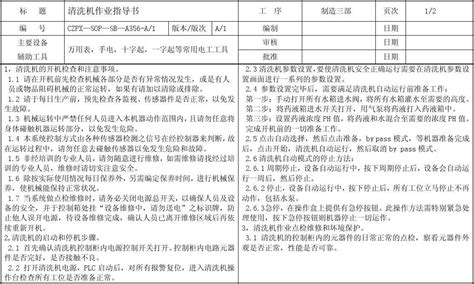 作业指导书后加工电气清洗机word文档在线阅读与下载无忧文档