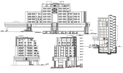 Commercial Building Elevation Design DWG. - Cadbull