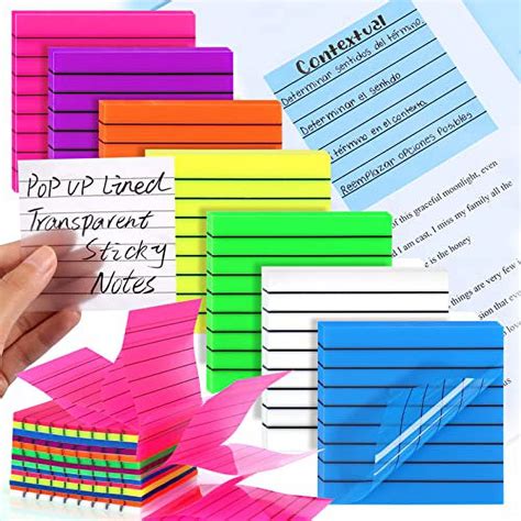 Baborui Sheets Pop Up Transparent Sticky Notes With Lines Pads