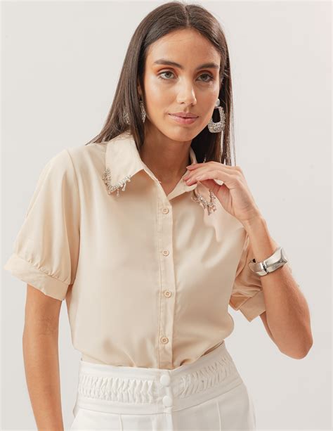 Blusa Gola Strass Nude Sangue Latino