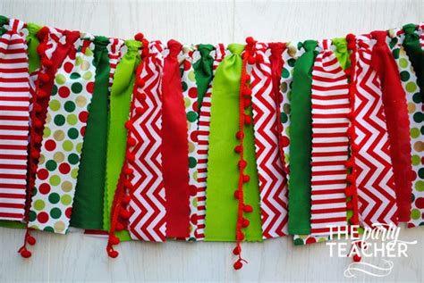 Red Green Bunting, Christmas Fabric Bunting, Christmas Bunting ...