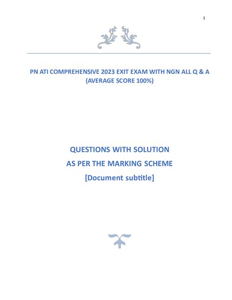 PN ATI COMPREHENSIVE EXIT PHARMACOLOGY PROCTORED EXAM 2023 WITH NGN