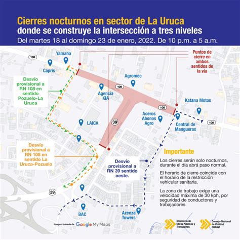 Preste atención Aplicarán cierres nocturnos en La Uruca esta semana