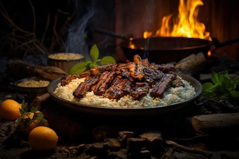 Premium Photo Shawarma Lamb Over Cinnamon Rice