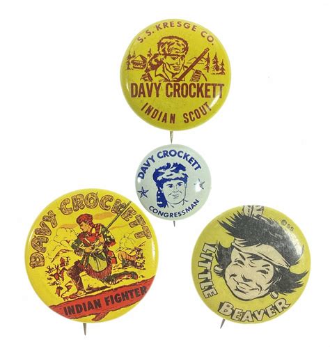 Lot 4 Davy Crockett Advertising Button Pins