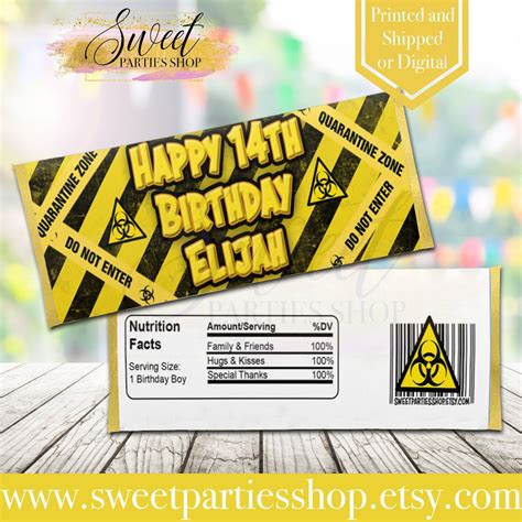 Quarantine Candy Bar Wrapper Quarantine Party Favors Quarantine Birthday Party Quarantine