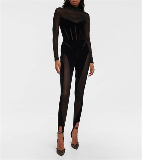 Wolford X Mugler Flock Shaping Paneled Stirrup Leggings Wolford