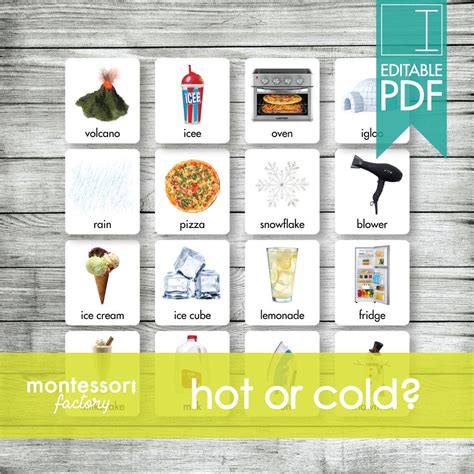 HOT Or COLD Montessori Cards Flash Cards Sorting Cards Etsy