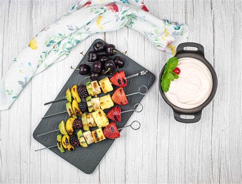 Grilled Fruit Skewers With Cherry Dip Grill What You Love