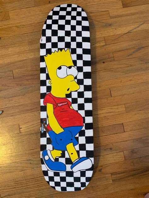 Bart Simpson Skateboard Skateboard Art Trippy Painting Canvas Painting