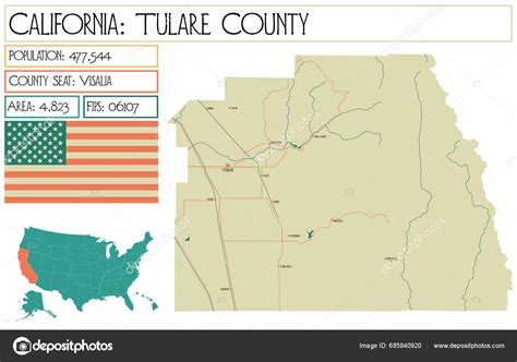 Large Detailed Map Tulare County California Usa Stock Vector by ©Malachy666 685840920