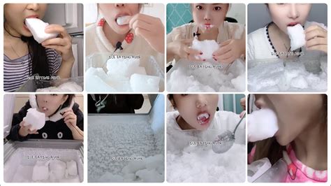 Asmr Freezer Frost Eating 🤍🤤and Powdery Ice Eating And Ice Mukbang And τρώγοντας πάγο And Fluffy Ice 7