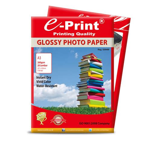 Jual Glossy Photo Paper A3 260gsm E Print Indonesia