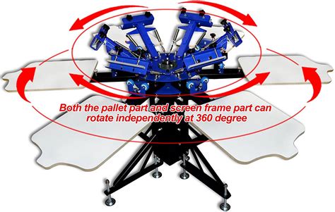 INTBUYING 6 Color 6 Station Silk Screen Printing Machine Screen Platen