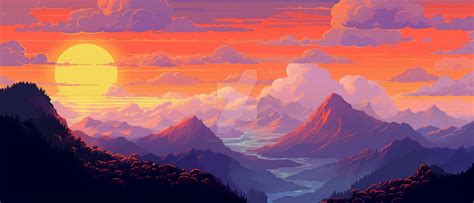 stunning mountain vista sunset by midgptjourney on DeviantArt