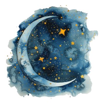 Abstract Watercolor Painting Of Stars And Moon Abstract Watercolor