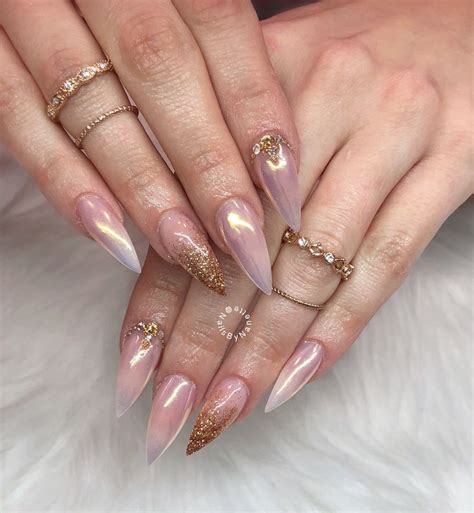 Chrome nails stiletto nails ombré nails wedding nails Stiletto nails Chrome nails Nude nails