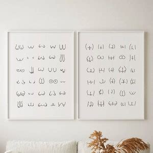 Butts And Boobs Printable Wall Art Nude Funny Boob Poster Set Of 2 Wall