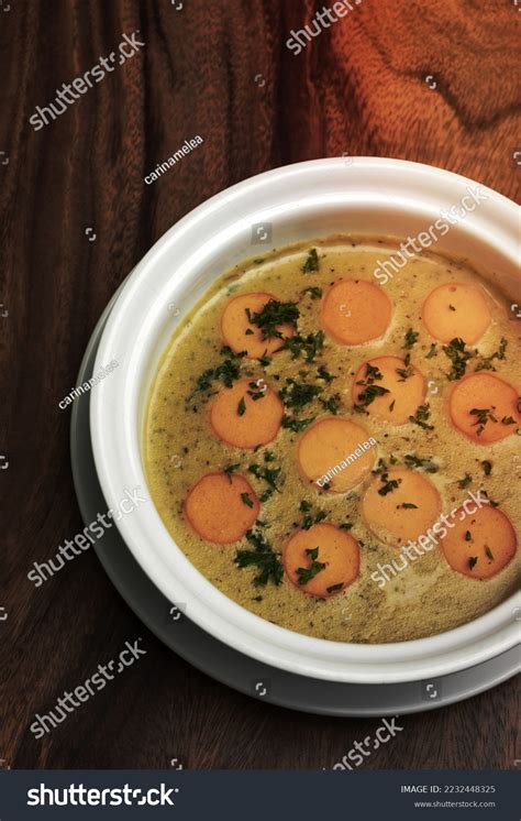 German Traditional Kartoffelsuppe Potato Sausage Soup Stock Photo