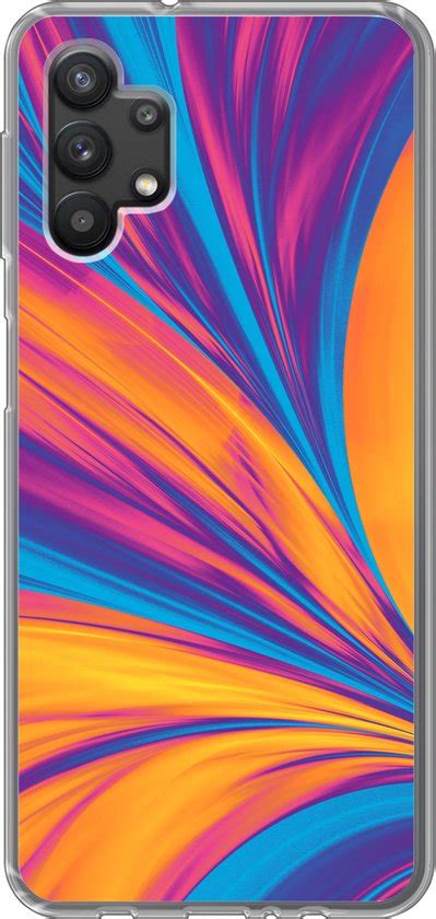 Samsung Galaxy A32 5G Hoesje Veren Regenboog Neon Abstract