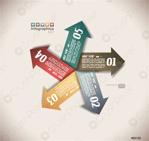 Infographics Design Template With 5 Arrows Stock Vector 53135