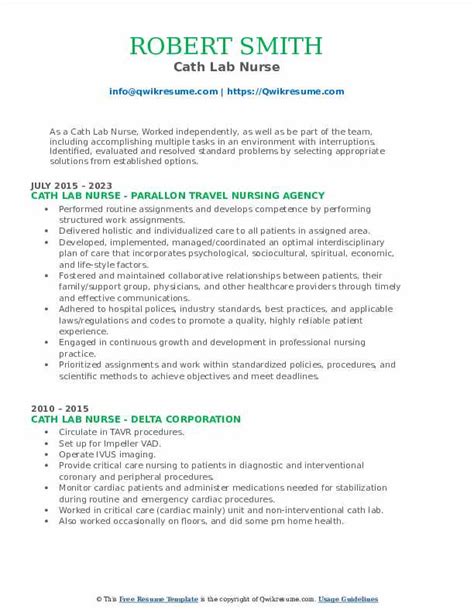 10 Cath Lab Nurse Resume Samples And Templates For 2025